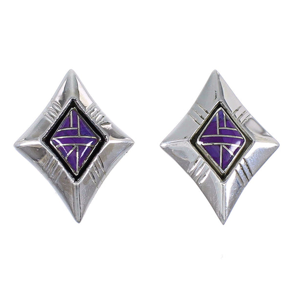 Southwestern Magenta Turquoise Sterling Silver Post Earrings RX67209